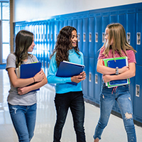 students walking